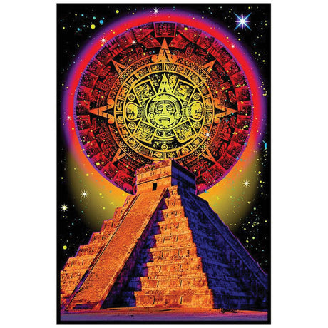 Mayan Blacklight Poster featuring vibrant UV reactive colors, 24" x 36", perfect for home decor