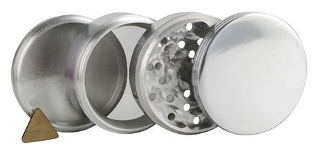 Metal 4-Piece Grinder, 3" Size, Portable Compact Design, Disassembled View
