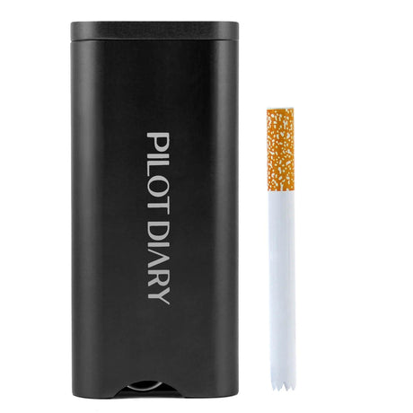 PILOT DIARY Metal Dugout One Hitter - Black, Front View with Cigarette Bat