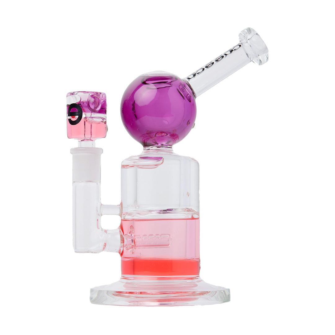 Cheech Glass 8" Triple Glycerin Bong in Pink & Clear, Front View on Seamless White