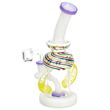 Milk Glass Wrapped Spiral Horns Rig with Showerhead Percolator for Concentrates - Front View