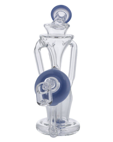 Milky Blue Bent Neck Dab Rig Recycler by Valiant Distribution, Compact 6in Height, Front View