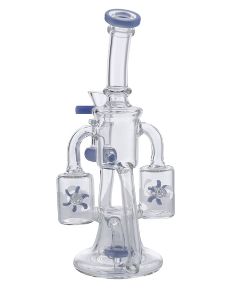 Milky Blue Glass Water Pipe by Valiant Distribution, 8" Recycler Bong with Quartz Bowl