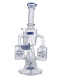 Milky Blue Glass Water Pipe, 8" Tall, 90 Degree Joint, Portable Recycler Design with Quartz Bowl