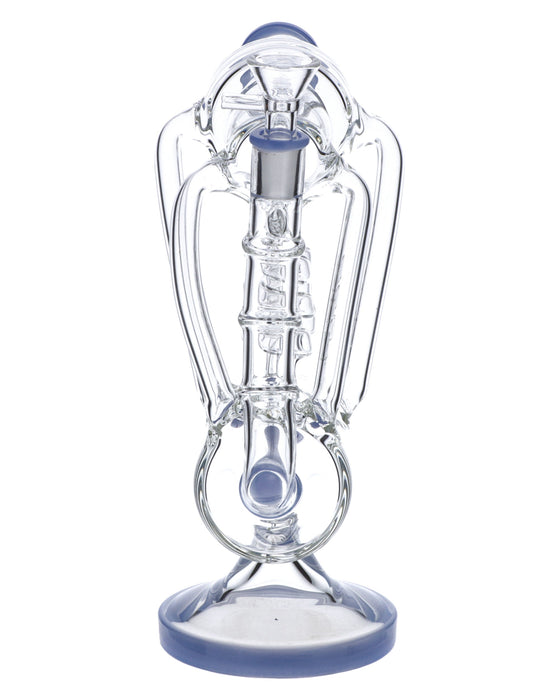 Milky Blue Glass Water Pipe with Quartz Banger - 12"