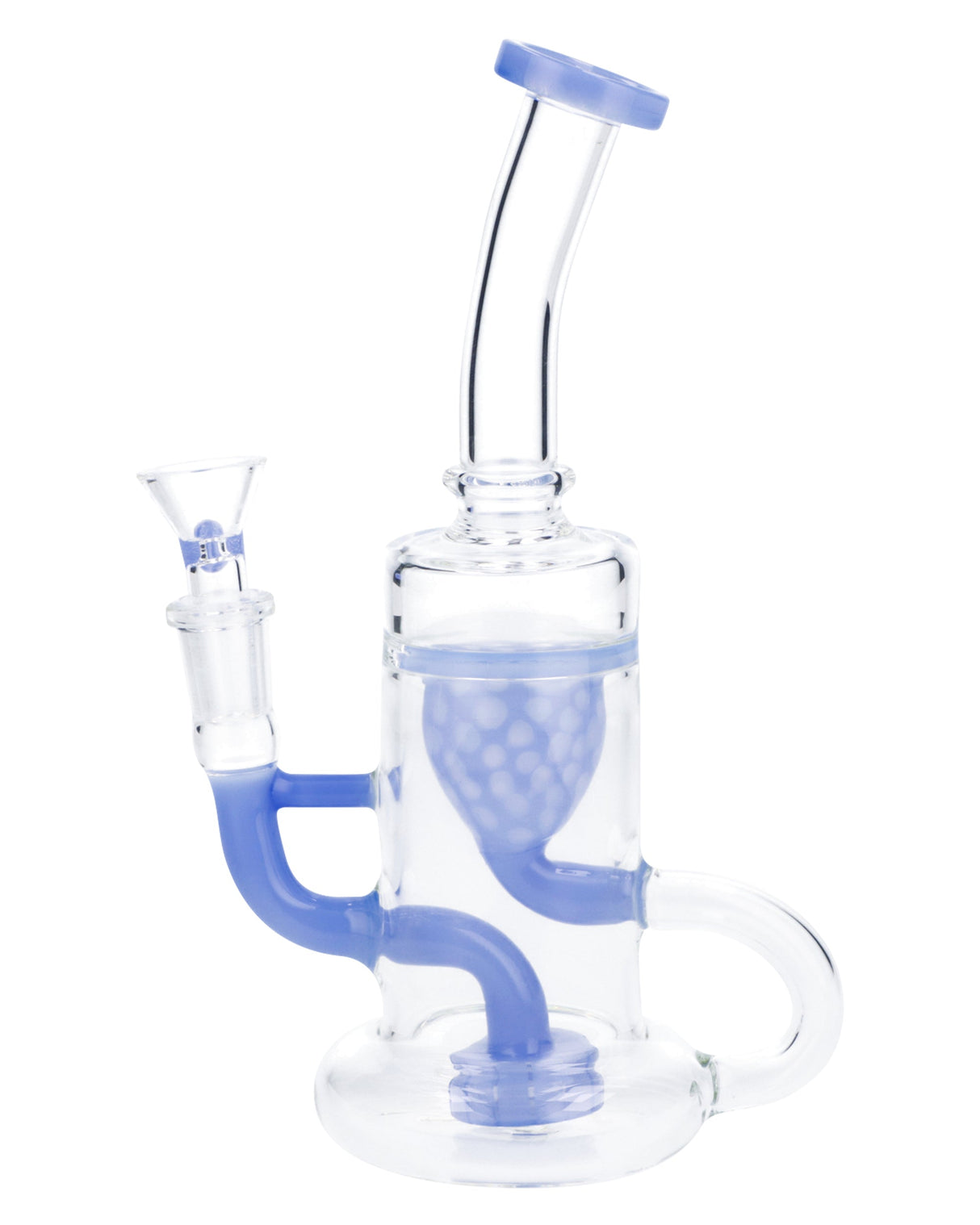Milky Blue Quartz Water Pipe with Bent Neck, 90 Degree Joint, and Bowl - Front View