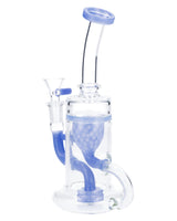 Valiant Distribution Milky Blue Quartz Water Pipe, 8 inch with Bent Neck & Bowl, Front View