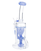 Milky Blue Quartz Water Pipe with Bent Neck & Bowl, 90 Degree Joint - Front View