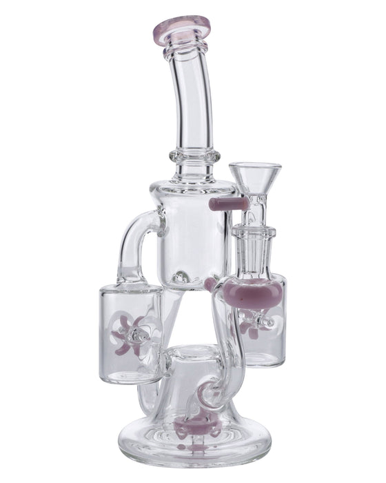 Milky Pink Glass Water Pipe with Quartz Banger & Bowl