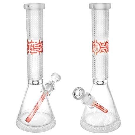 Milkyway Glass Bio-Grid Beaker Water Pipe, 15", 14mm Female Joint, Borosilicate Glass, Front and Angle View