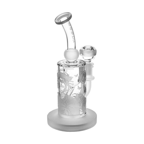 Milkyway Glass Kabuki Recycler Water Pipe, 6" height, 14mm female joint, with detailed design, front view