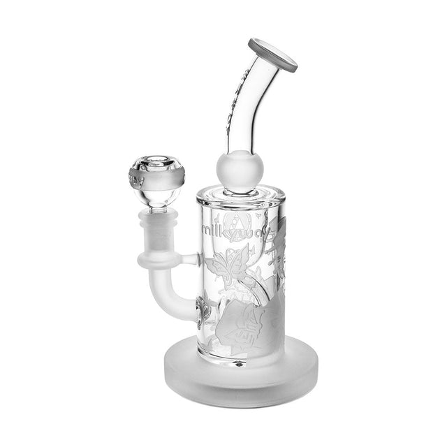 Milkyway Glass Kabuki Recycler Water Pipe, 6" Tall, 14mm Female, Etched Design, Front View