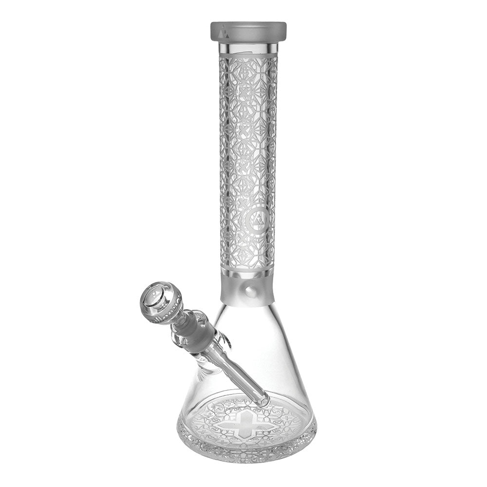 Milkyway Glass X-Morphic Beaker Water Pipe, 14", Borosilicate Glass, Intricate Design, Front View