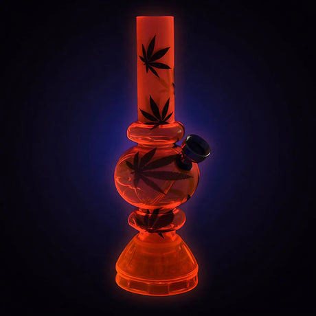 UV reactive Mini Acrylic Bubble Water Pipe with Grinder Base glowing in dark
