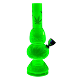 6.75" Mini Acrylic Double Bubble Water Pipe in Green with Built-in Grinder Base