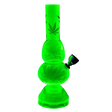 6.75" Mini Acrylic Double Bubble Water Pipe in Green with Built-in Grinder Base