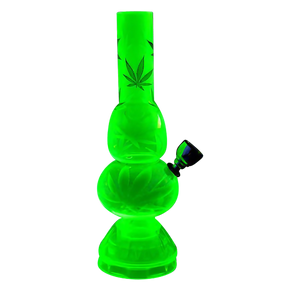 6.75" Mini Acrylic Double Bubble Water Pipe in Green with Built-in Grinder Base
