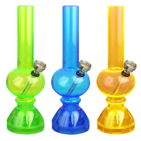 Assorted Mini Acrylic Water Pipes with Built-in Grinders - Front View