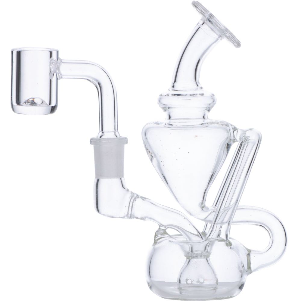 Clear Glass Mini Quartz Dab Rig with Banger Hanger Design and 45 Degree Joint - Front View