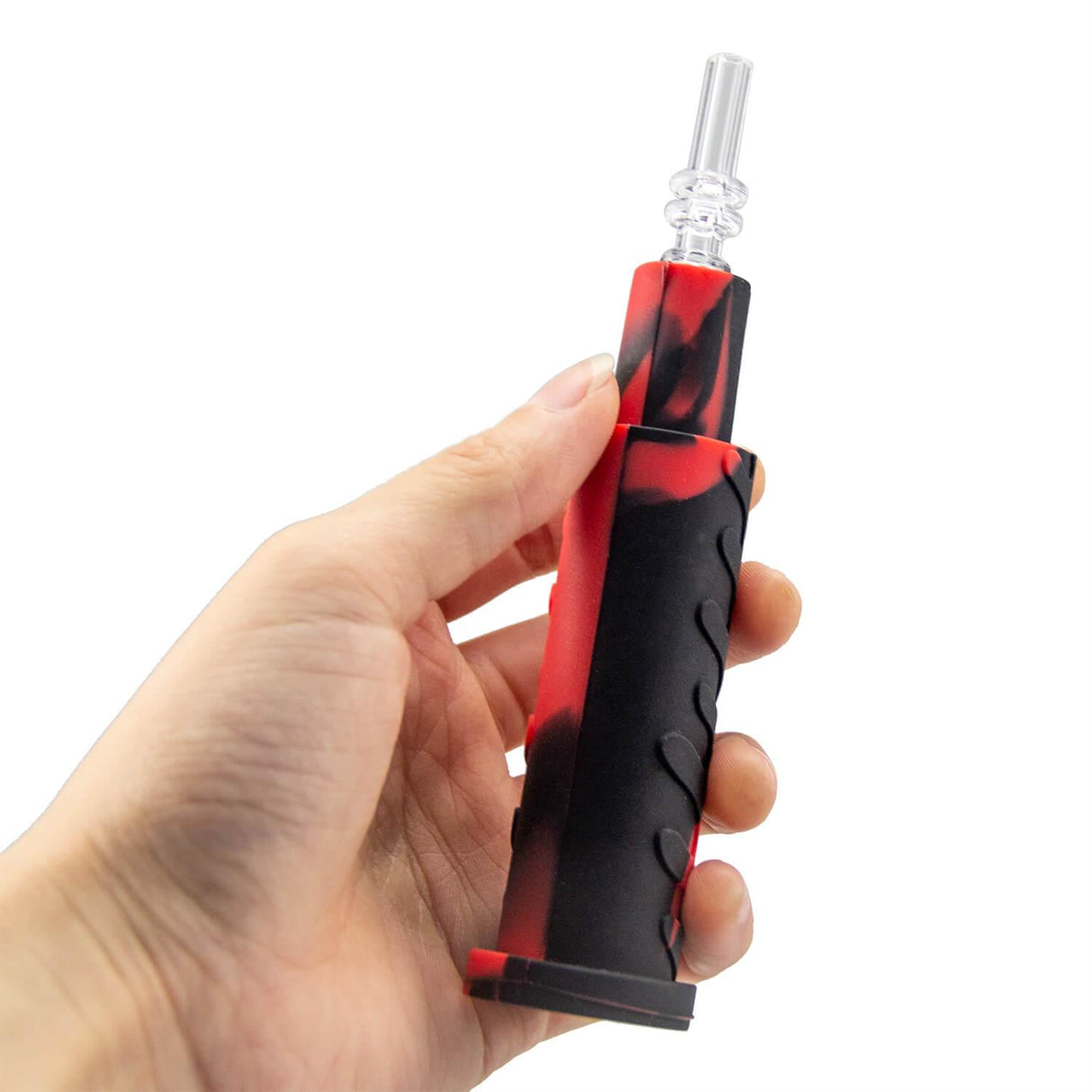 PILOT DIARY Honey Straw Nectar Collector Kit held in hand, side view, portable design with red and black colors