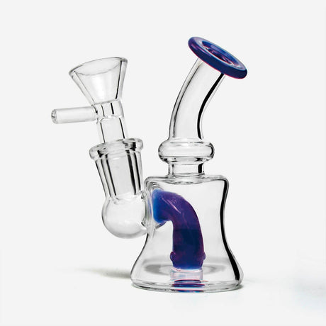 PILOT DIARY Mini Rig 4" - Clear Glass with Blue Accents - Side View