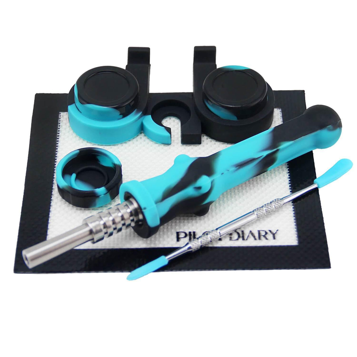 PILOT DIARY Silicone Dab Straw Kit 6.5" with Stainless Steel Tip, Easy to Clean, Top View
