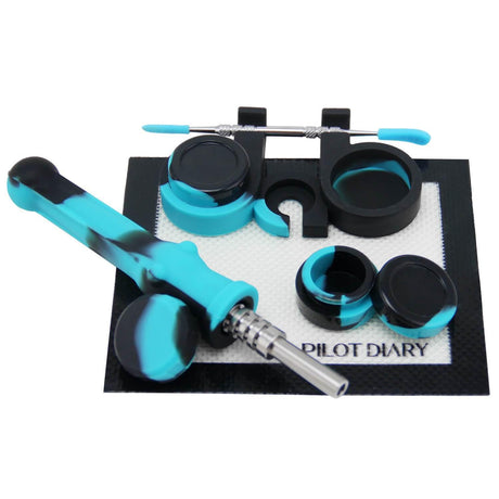PILOT DIARY Silicone Dab Straw Kit 6.5" with Accessories on Display - Top View