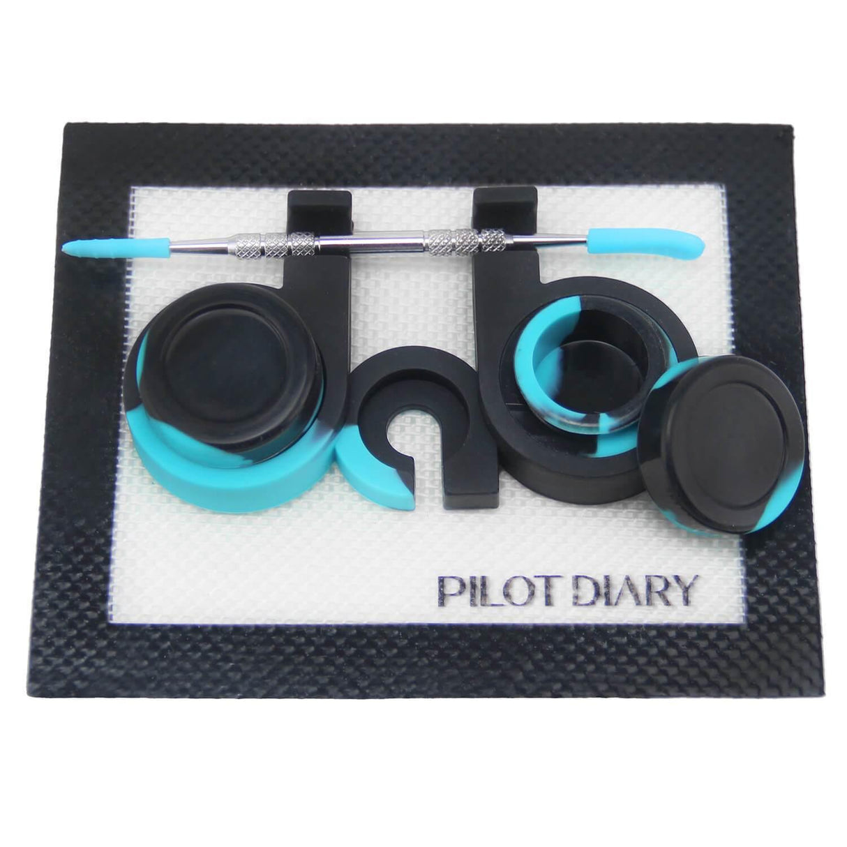 Pilot Diary Silicone Dab Straw Kit 6.5" with Stainless Steel Dabber, Front View on White Background