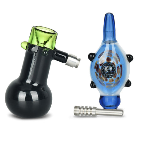 Modular 2-in-1 Bubbler & Dab Straw Combo for Dry Herbs and Concentrates with Borosilicate Glass