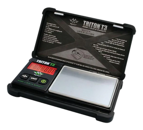 MyWeigh Triton T3 digital pocket scale with rubber coating and 0.01g accuracy, open view
