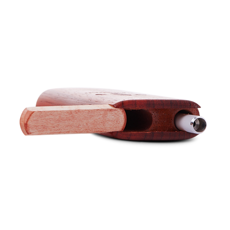 Bearded Distribution Slide-Top Wooden Dugout with Glass One-Hitter, Side View - USA Made
