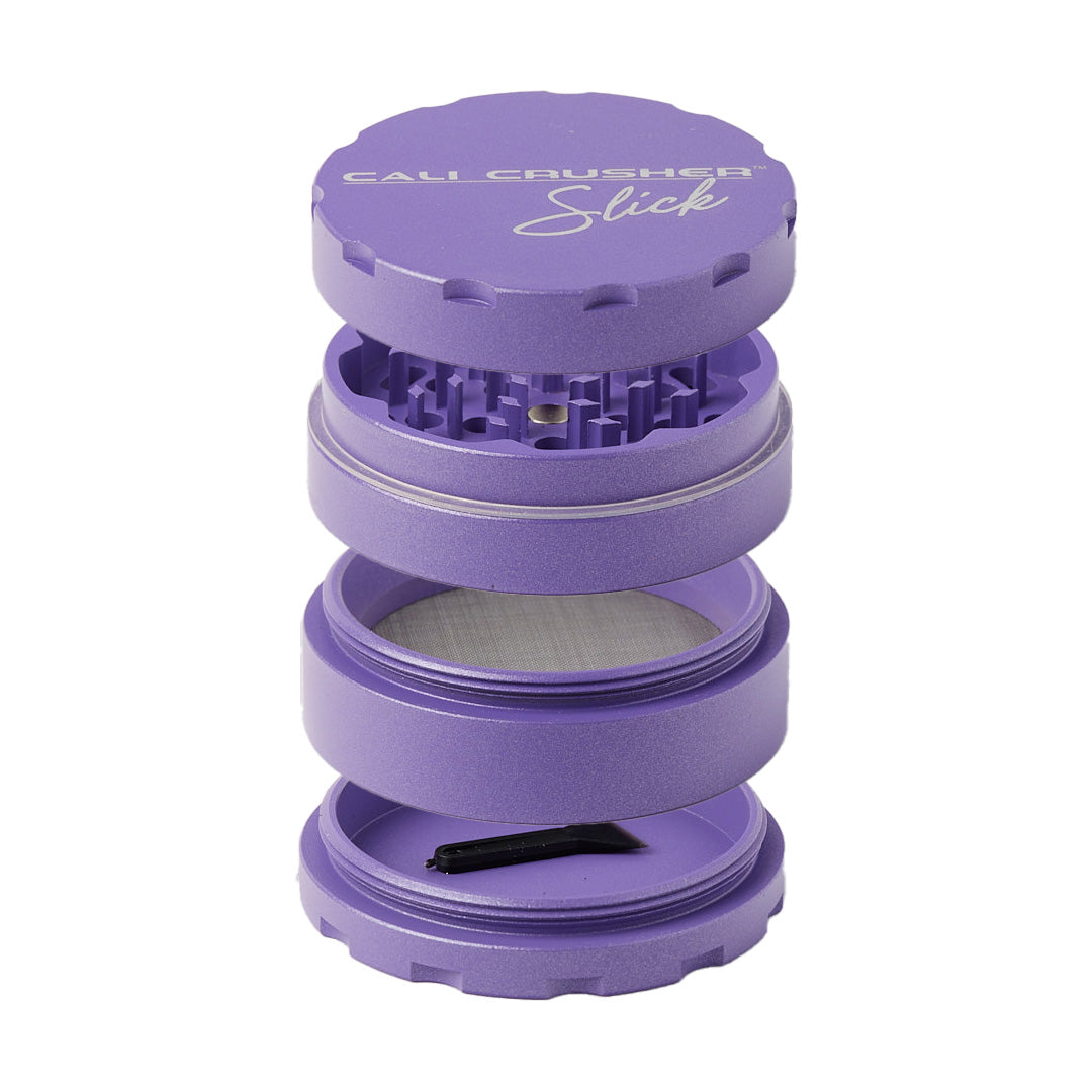 Cali Crusher O.G. Slick 2.5" Grinder in Purple - Front View with Textured Grip