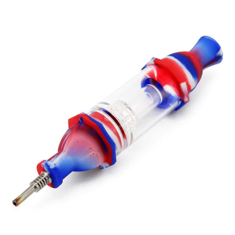 PILOT DIARY Honey Straw with Water Filtering, Red and Blue Accents, Isolated Side View