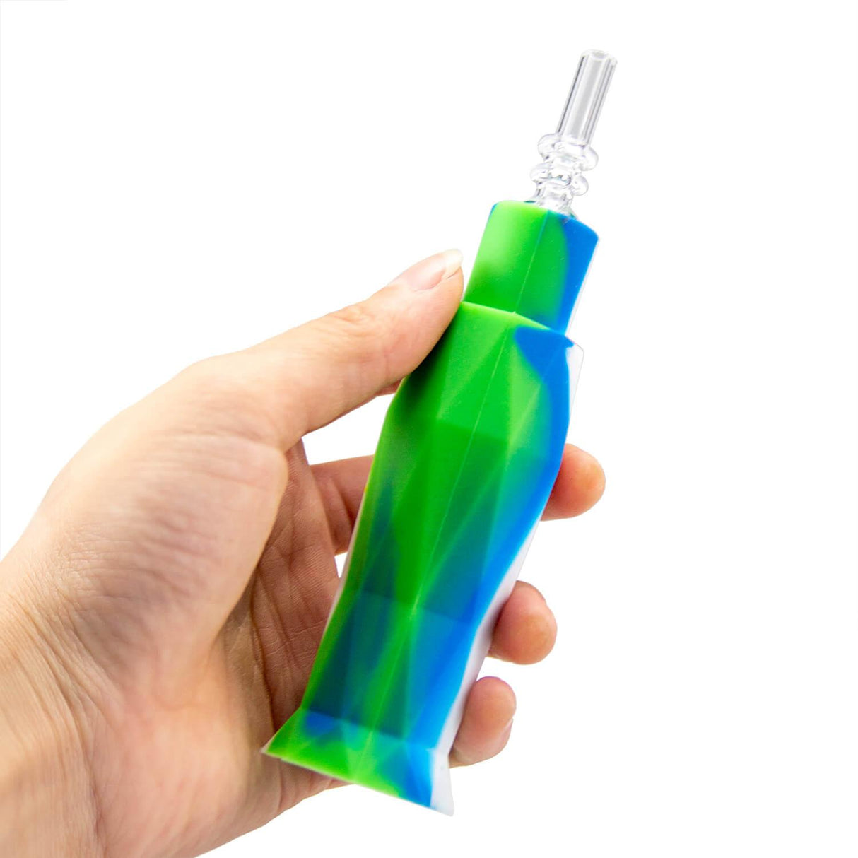 PILOT DIARY Mini Nectar Collector Kit in hand, vibrant green and blue, with glass tip