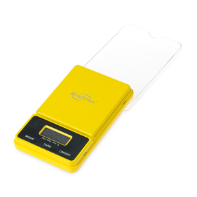 WeighMax NJ-800 Precision Scale with back-lit LCD display, Yellow, front view