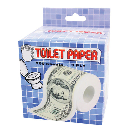 Novelty Big Bucks Toilet Paper with 200 Sheets, 3 Ply, in Packaging - Front View