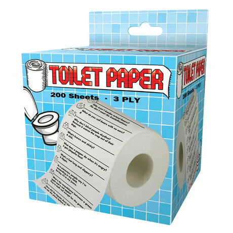 Novelty Toilet Paper with Crap Jokes, 200 Sheets 3 Ply, Front View on Seamless White
