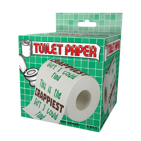 Novelty Toilet Paper in packaging, 200 Sheets 3 Ply, humorous "Crappiest Gift" text