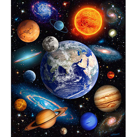 Nu Trendz Solar Power Planetary Fleece Blanket featuring vibrant depiction of the solar system