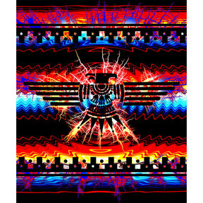 Nu Trendz Trippy Thunderbird Fleece Blanket with vibrant psychedelic pattern, front view