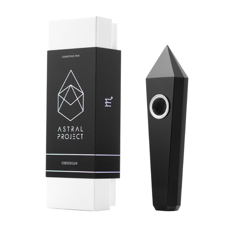 Astral Project Obsidian Hand Pipe - Sleek Design with Box, ideal for energy balance