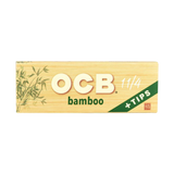 OCB Bamboo Rolling Papers 1 1/4" with Tips, 24 Pack, Unbleached, Front View