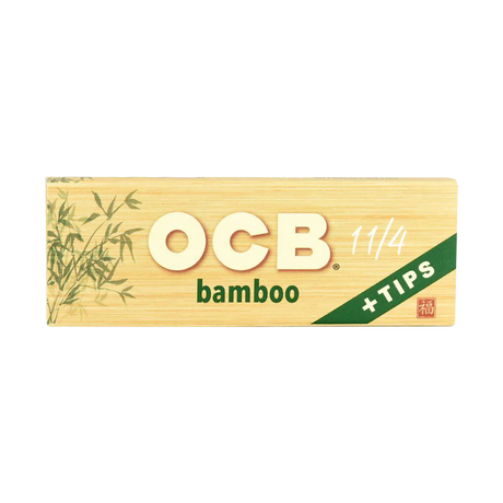 OCB Bamboo Rolling Papers 1 1/4" with Tips, 24 Pack, Unbleached, Front View