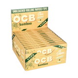 OCB Bamboo Rolling Papers 1 1/4" with Tips, 24 Pack Display Box