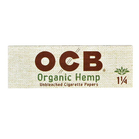 OCB Organic Hemp 1 1/4" Rolling Papers 24-Pack, unbleached, front view on white background