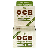 OCB Organic Hemp Rolling Papers with Tips, 24 Pack stacked front view on white background