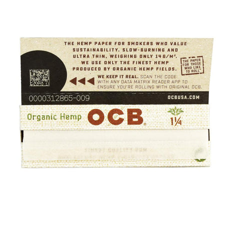 OCB Organic Hemp Slim Rolling Papers 24 Pack displayed front view on clean white background