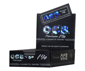 OCB Premium 1 ¼ Rolling Papers 24 Pack angled view on a seamless white background