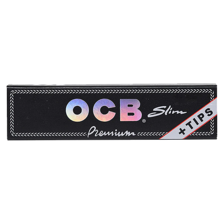 OCB Premium Slim Rolling Papers & Tips, 24 Pack Front View on White Background