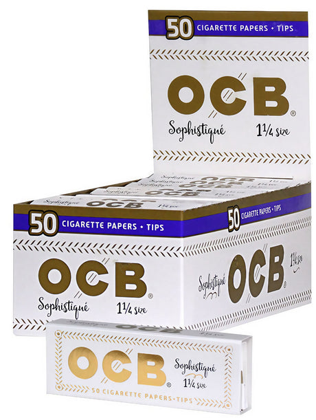 OCB Sophistique 1 1/4" Rolling Papers & Tips 24 Pack, ultra-thin, front view